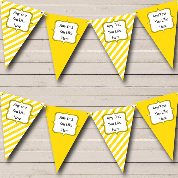 Yellow & White Stripes Personalized Children's Birthday Party Bunting Flag Banner