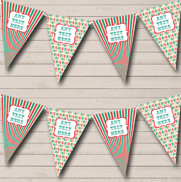 Vintage Big Top Stripy Circus Personalized Children's Birthday Party Bunting Flag Banner