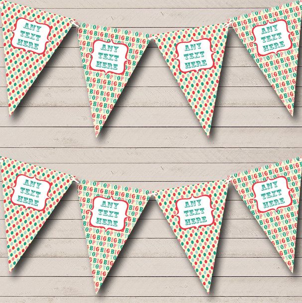 Vintage Big Top Spotty Circus Personalized Children's Birthday Party Bunting Flag Banner