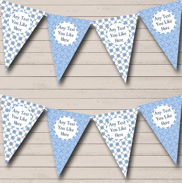 Two Tone Baby Blue Personalized Children's Birthday Party Bunting Flag Banner