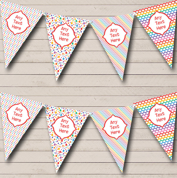 Rainbow Colours Personalized Children's Birthday Party Bunting Flag Banner