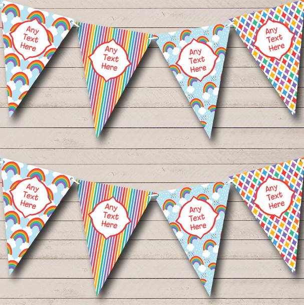 Rainbow Bright Personalized Children's Birthday Party Bunting Flag Banner