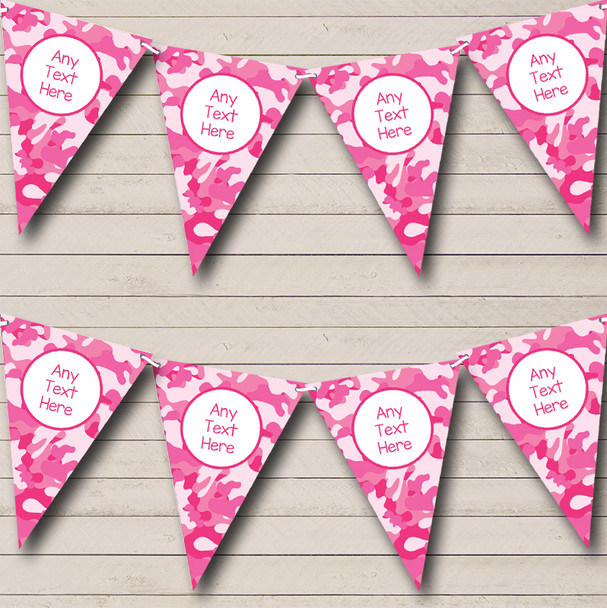 Pink Camouflage Personalized Children's Birthday Party Bunting Flag Banner
