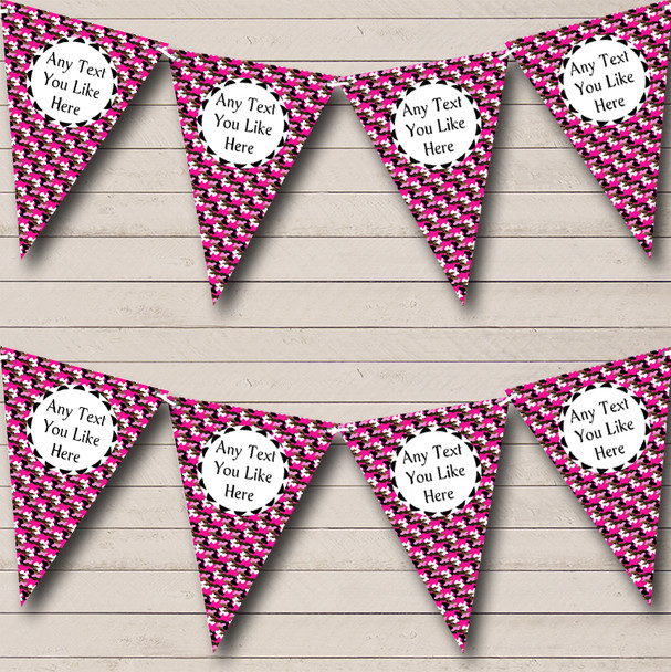Pink Camouflage Army Soldier Personalized Children's Birthday Party Bunting Flag Banner
