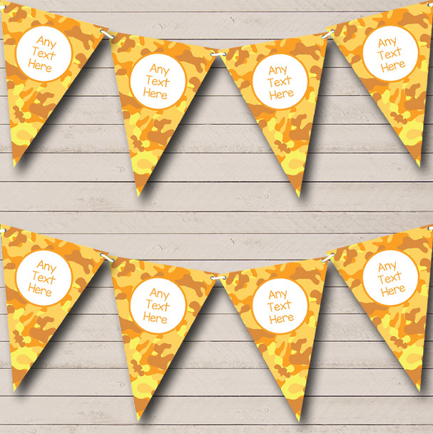 Orange Yellow Camouflage Personalized Children's Birthday Party Bunting Flag Banner