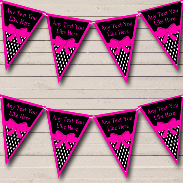Hot Pink & Polkadot Personalized Children's Birthday Party Bunting Flag Banner