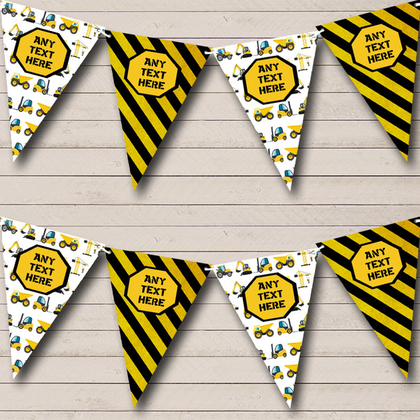 Construction Digger Tractor Personalized Children's Birthday Party Bunting Flag Banner