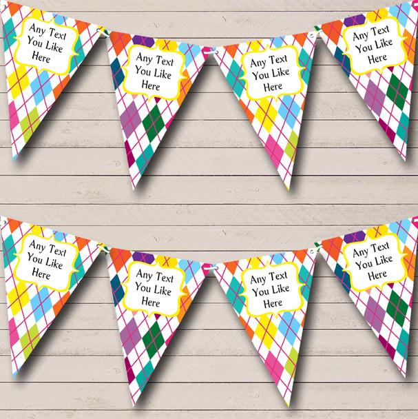 Colourful Diamonds Personalized Children's Birthday Party Bunting Flag Banner