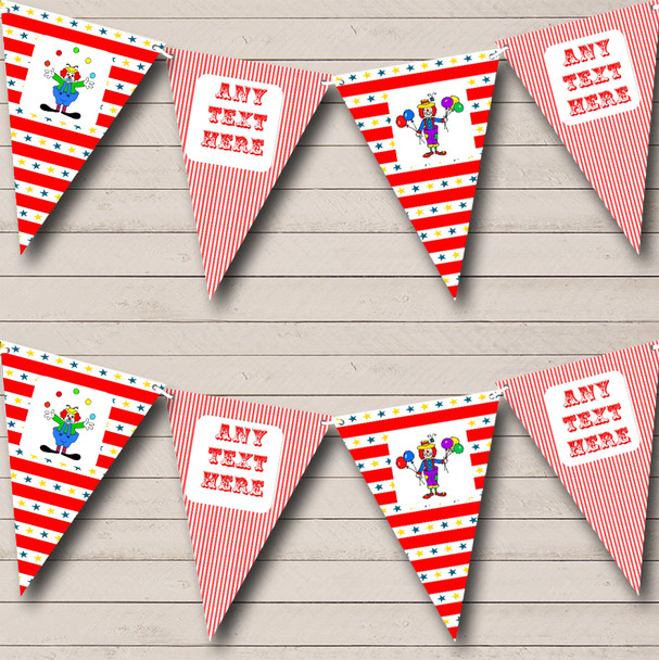 Circus Clowns Birthday Personalized Children's Birthday Party Bunting Flag Banner