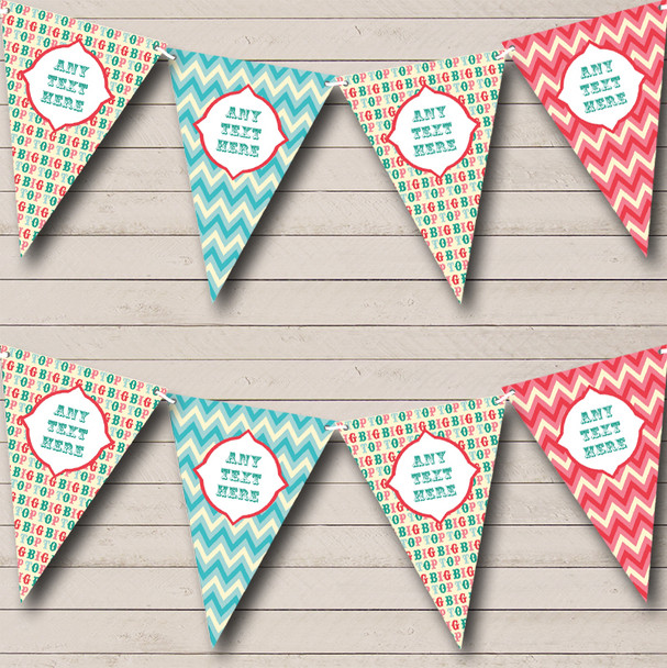 Circus Big Top & Chevrons Personalized Children's Birthday Party Bunting Flag Banner