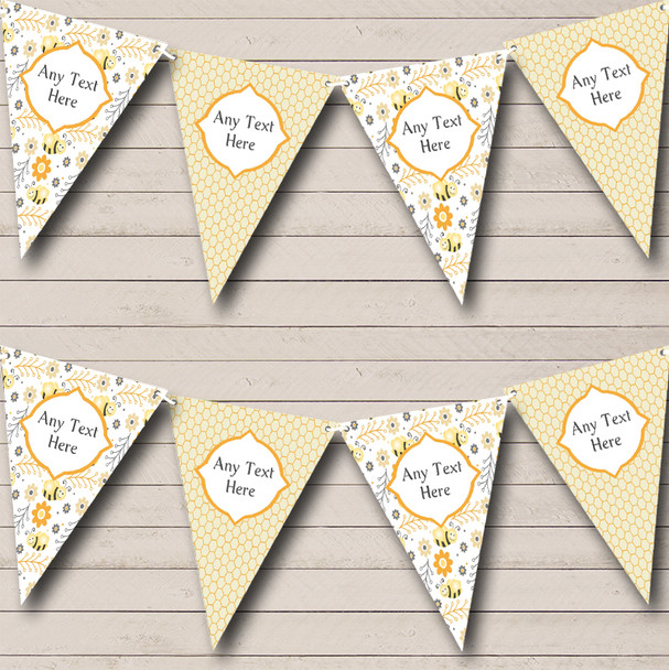 Bumble Bee & Honeycomb Personalized Children's Birthday Party Bunting Flag Banner