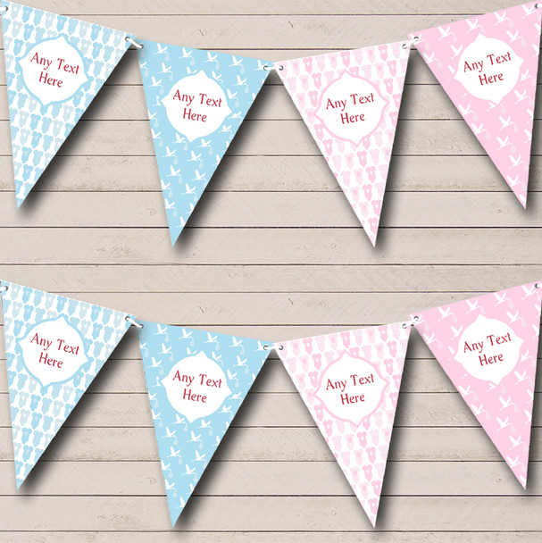 Blue Pink Boy & Girl Baby Personalized Children's Birthday Party Bunting Flag Banner