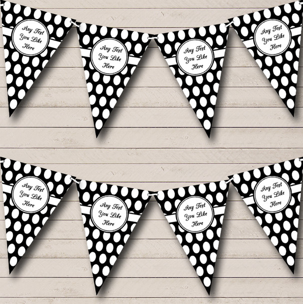 Black With Large White Spots Personalized Children's Birthday Party Bunting Flag Banner