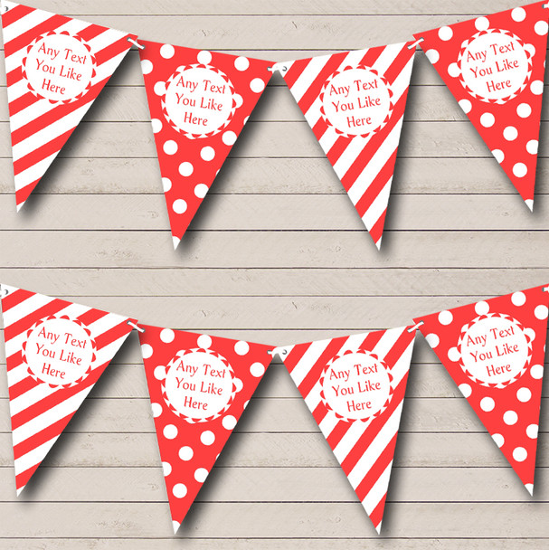 Big Spots & Stripes Red Personalized Children's Birthday Party Bunting Flag Banner