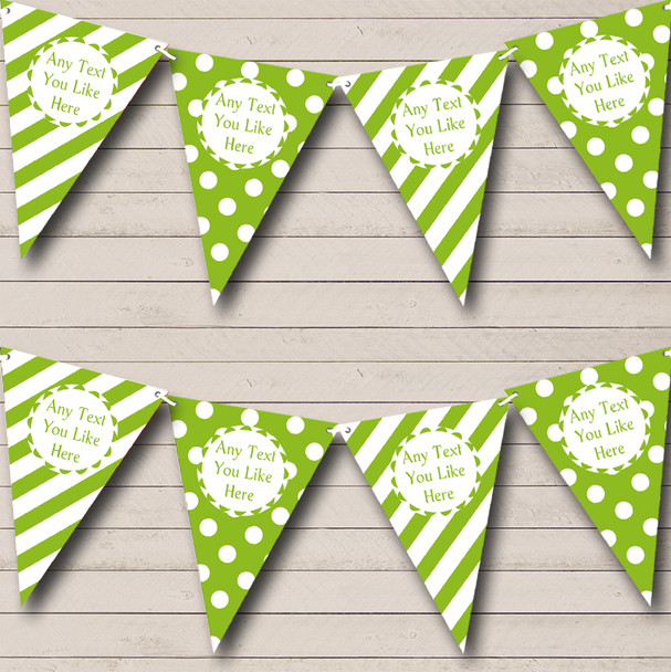 Big Spots & Stripes Green Personalized Children's Birthday Party Bunting Flag Banner