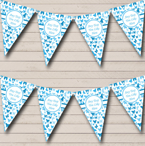 Beautiful Sky Blue Butterfly Personalized Children's Birthday Party Bunting Flag Banner