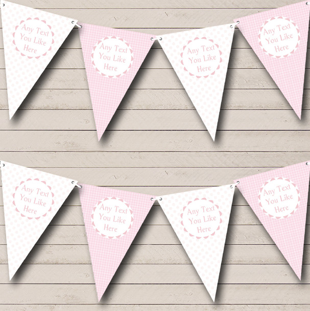 Baby Girl Pink & White Personalized Children's Birthday Party Bunting Flag Banner