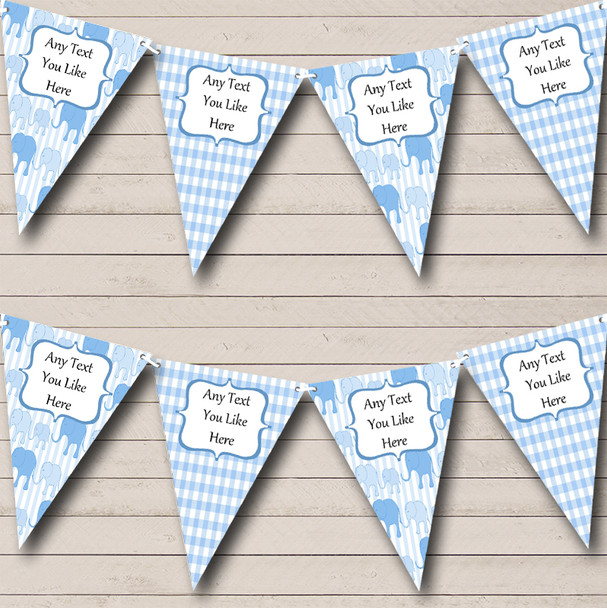 Baby Boy Blue Elephants Personalized Children's Birthday Party Bunting Flag Banner
