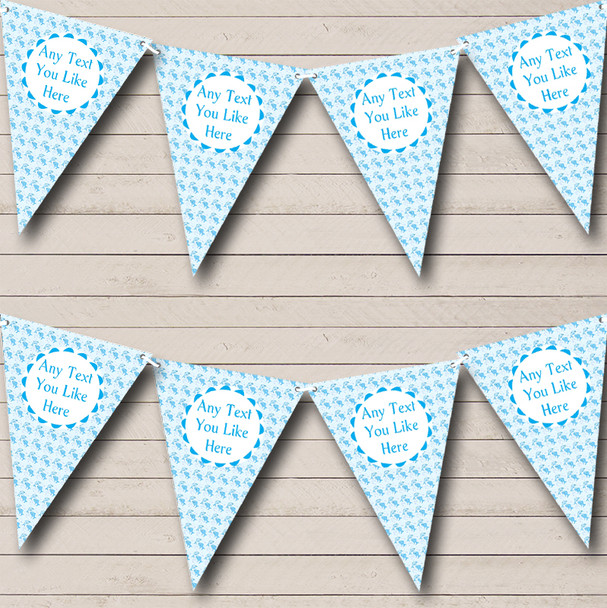 Baby Blue Dolphin Personalized Children's Birthday Party Bunting Flag Banner