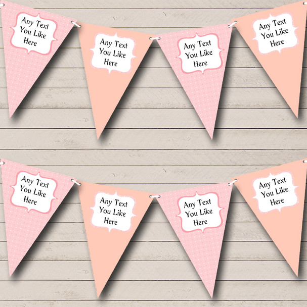 Peach Pink Polkadot Personalized Christening Baptism Bunting Flag Banner