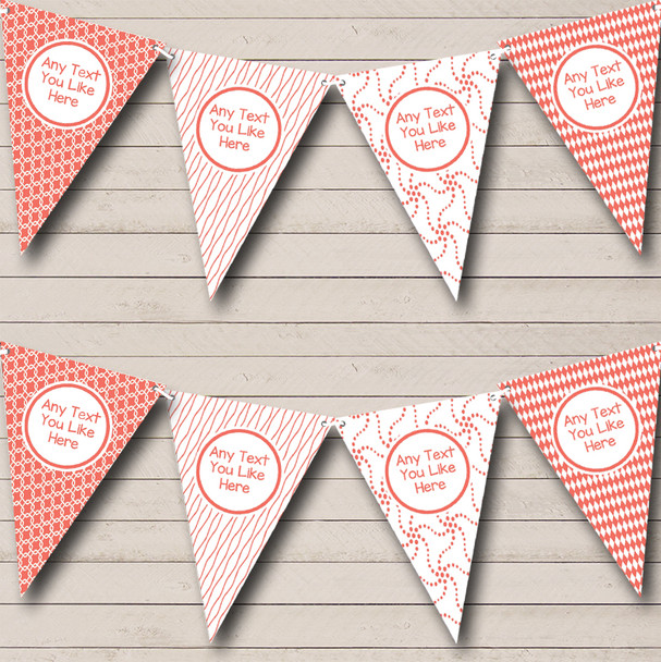 Coral Mixed Patterns Personalized Christening Baptism Bunting Flag Banner