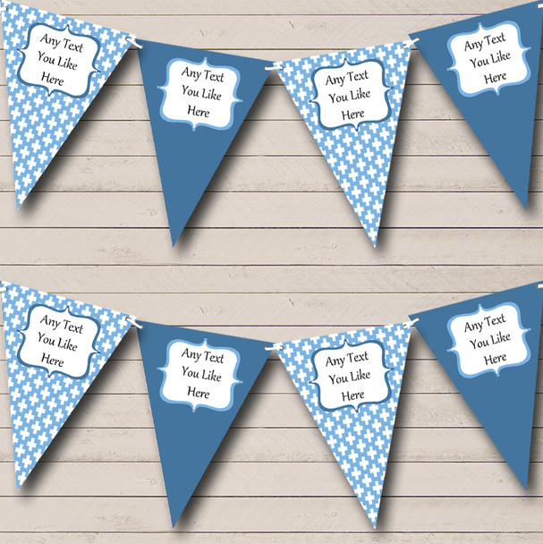 Blue Cross Personalized Christening Baptism Bunting Flag Banner