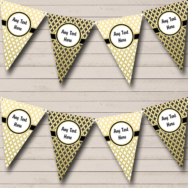 White Black And Gold Personalized Engagement Party Bunting Flag Banner