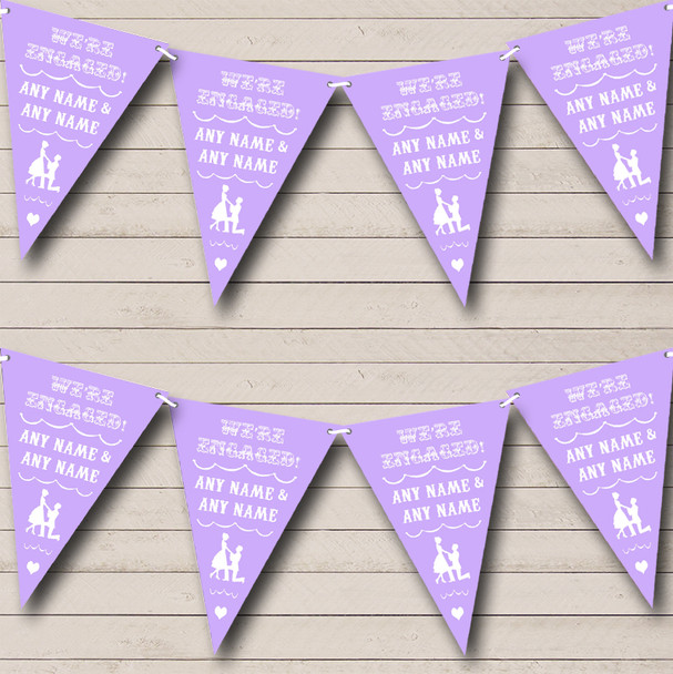 Vintage Text Engagement Lilac Purple Personalized Engagement Party Bunting Flag Banner