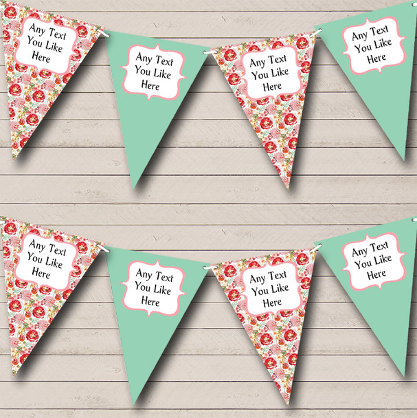 Vintage Shabby Chic Floral Personalized Engagement Party Bunting Flag Banner