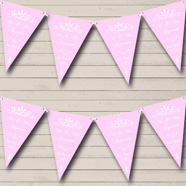 Vintage Regal Engagement Baby Pink Personalized Engagement Party Bunting Flag Banner