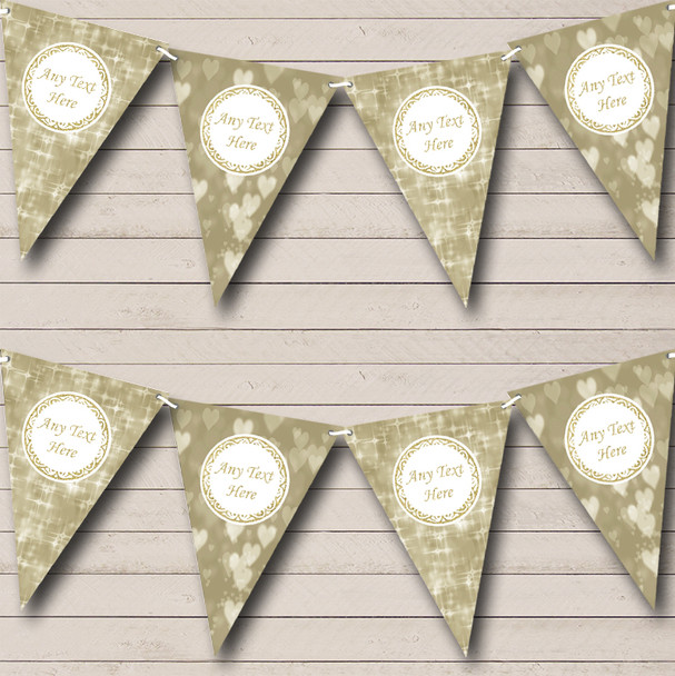 Titanium Gold Bokeh Personalized Engagement Party Bunting Flag Banner