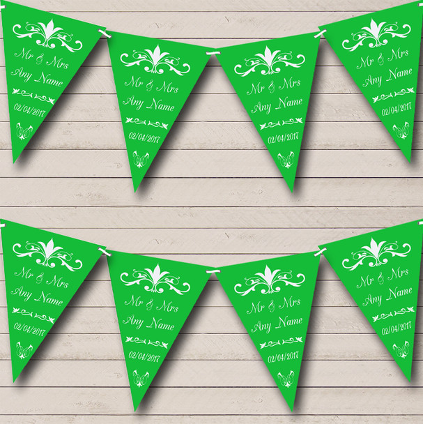 Regal Or Green Personalized Engagement Party Bunting Flag Banner