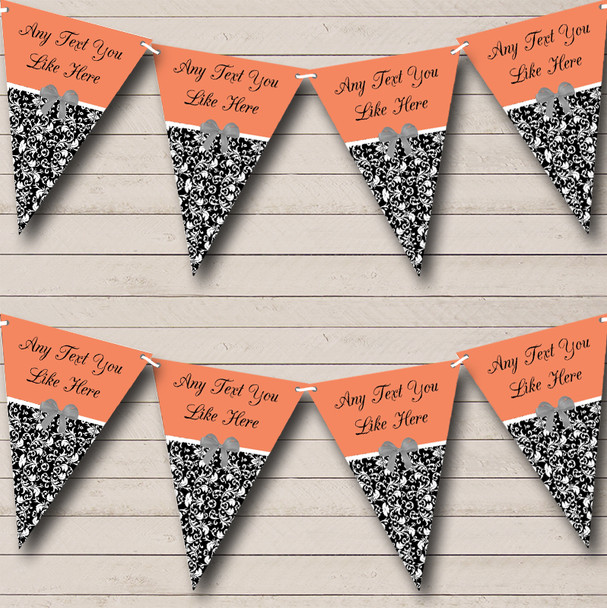 Coral Damask Shabby Chic Vintage Personalized Engagement Party Bunting Flag Banner