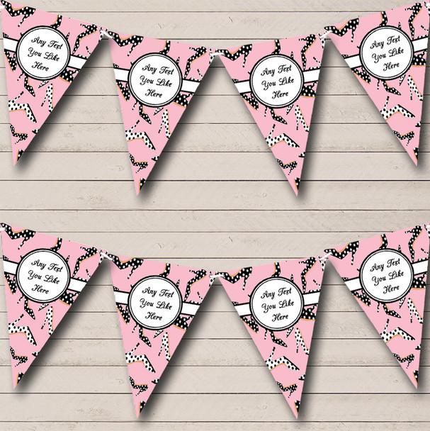 Stiletto Shoes Pink & Black Personalized Hen Do Night Party Bunting Flag Banner