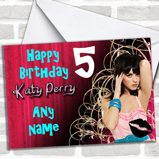 Pink Katy Perry Personalized Birthday Card