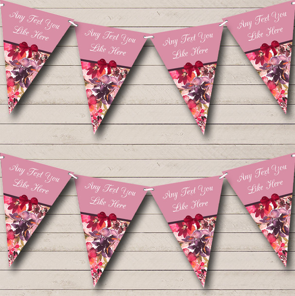 Lilac Floral Vintage Shabby Chic Personalized Hen Do Night Party Bunting Flag Banner