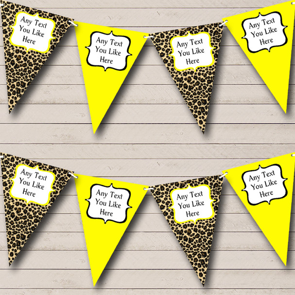 Leopard Print & Yellow Personalized Hen Do Night Party Bunting Flag Banner