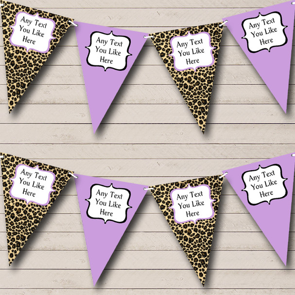 Leopard Print & Lilac Personalized Hen Do Night Party Bunting Flag Banner