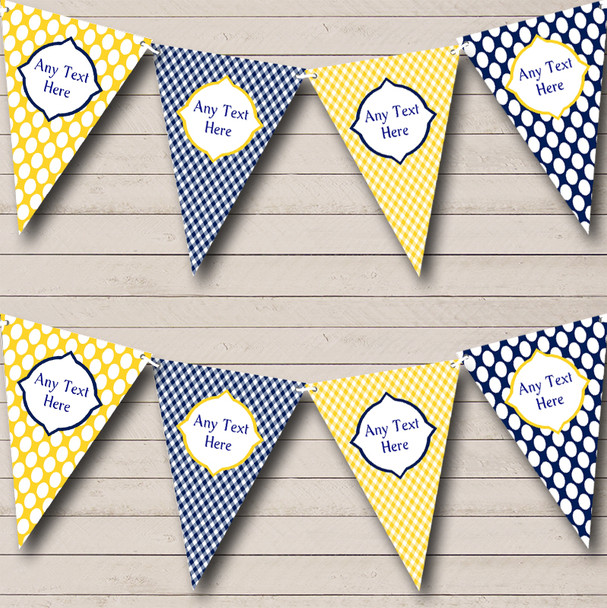 Yellow And Navy Nautical Sailing Beach Seaside Themed Personalized Bunting Flag Banner