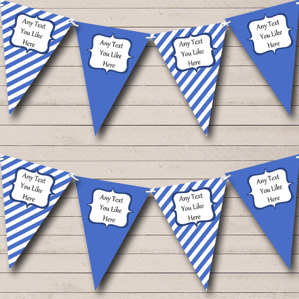Sky Blue And White Stripes Nautical Sailing Beach Seaside Personalized Bunting Flag Banner