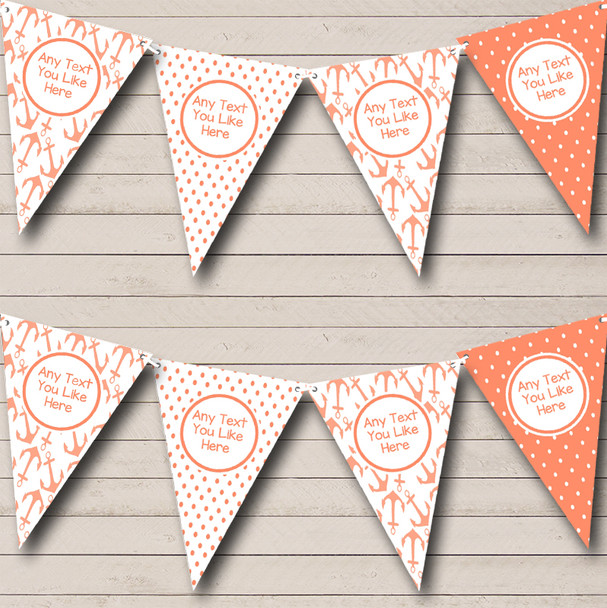Shabby Chic Coral Nautical Sailing Beach Seaside Themed Personalized Bunting Flag Banner