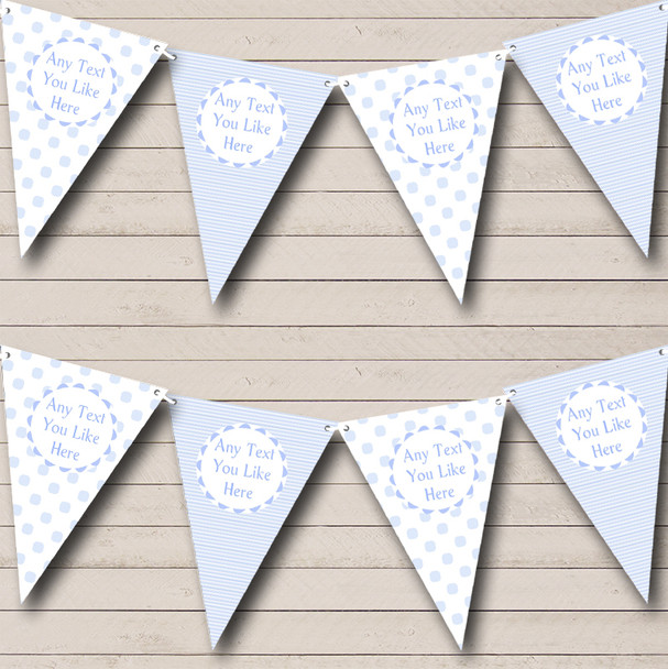 Boy Blue Stripes Spots Welcome Home New Baby Bunting Flag Banner