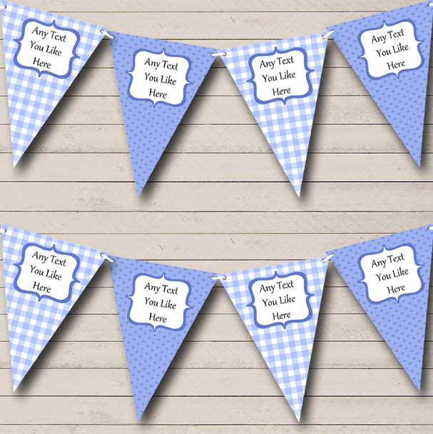 Blue Gingham And Polka Dot Welcome Home New Baby Bunting Flag Banner