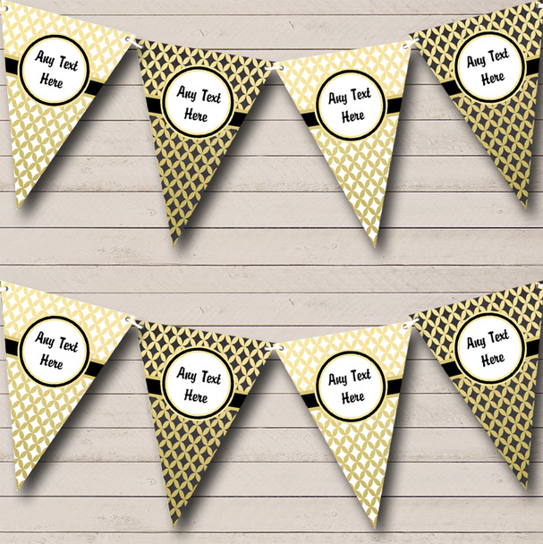 White Black And Gold Personalized Retirement Party Bunting Flag Banner