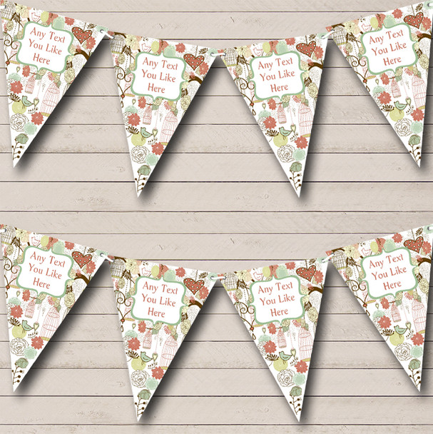 Tea Birdcage Vintage Shabby Chic Green Personalized Retirement Party Bunting Flag Banner