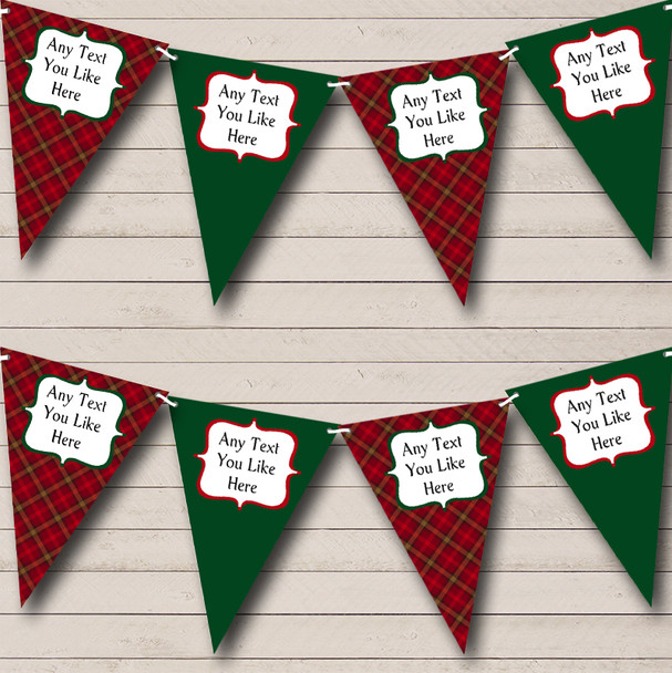 Red And Green Tartan Personalized Retirement Party Bunting Flag Banner