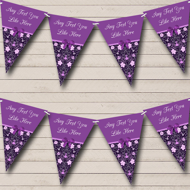 Purple Shabby Chic Vintage Floral Personalized Retirement Party Bunting Flag Banner