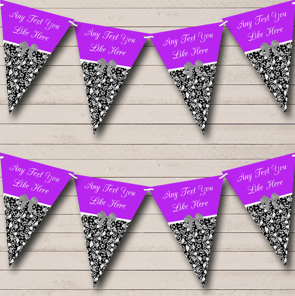 Purple Damask Shabby Chic Vintage Personalized Retirement Party Bunting Flag Banner