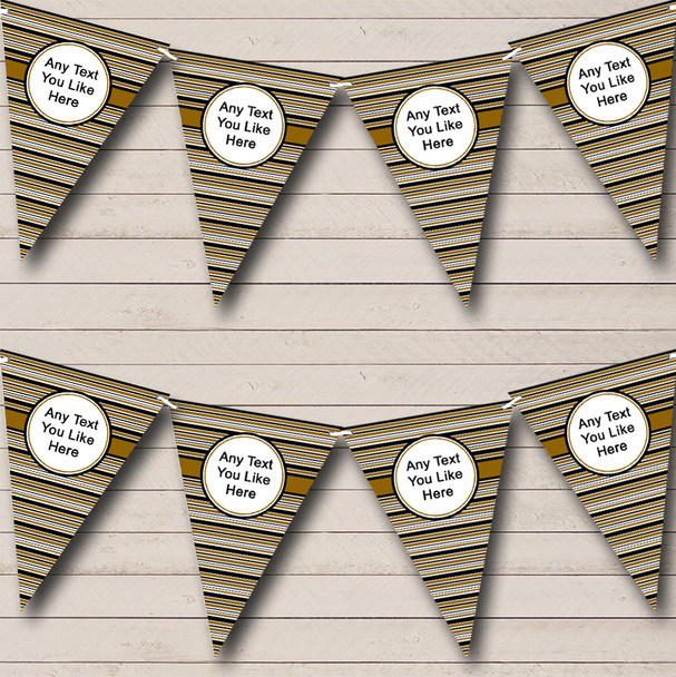 Brown White And Black Stripes Personalized Retirement Party Bunting Flag Banner