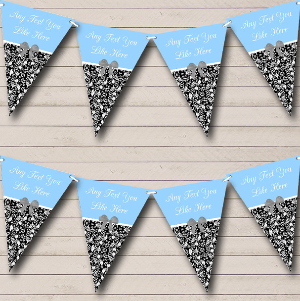 Baby Blue Damask Shabby Chic Vintage Personalized Retirement Party Bunting Flag Banner
